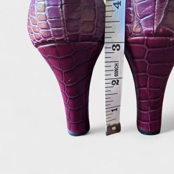 Vintage Isaac Mizrahi Vera Women’s Croc Peep Toe Heels Pink Faux Leather Sz 6 M - Picture 8 of 8